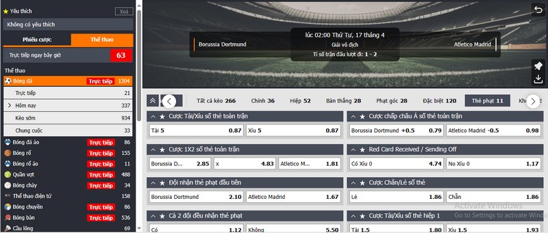 Trải nghiệm thoả thích với các hình thức cược thẻ phạt khác nhau